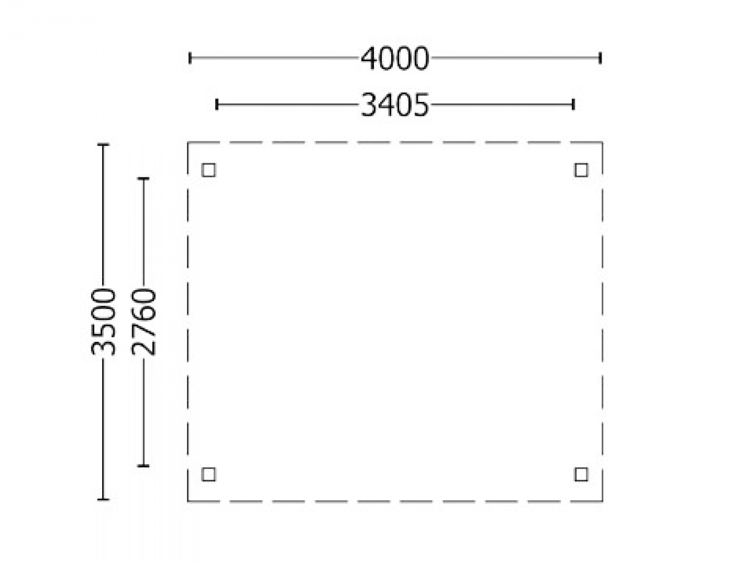 Overkapping Zadeldak Betula 400x350 cm plattegrond