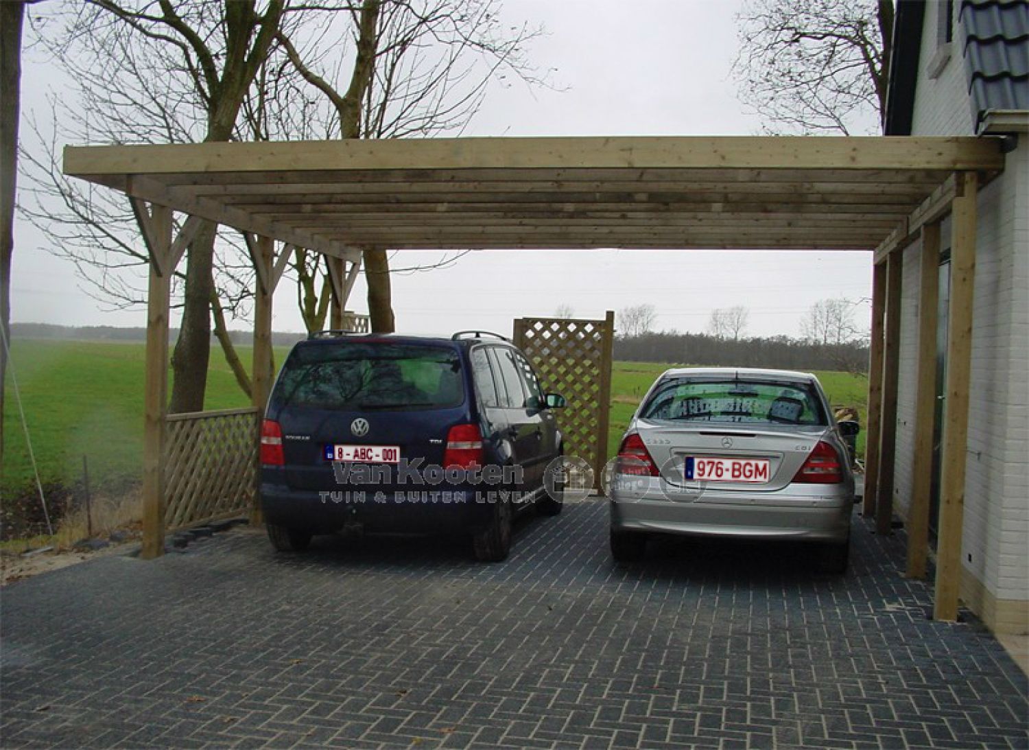 Dubbele carport Tuindeco 600x500 cm achter