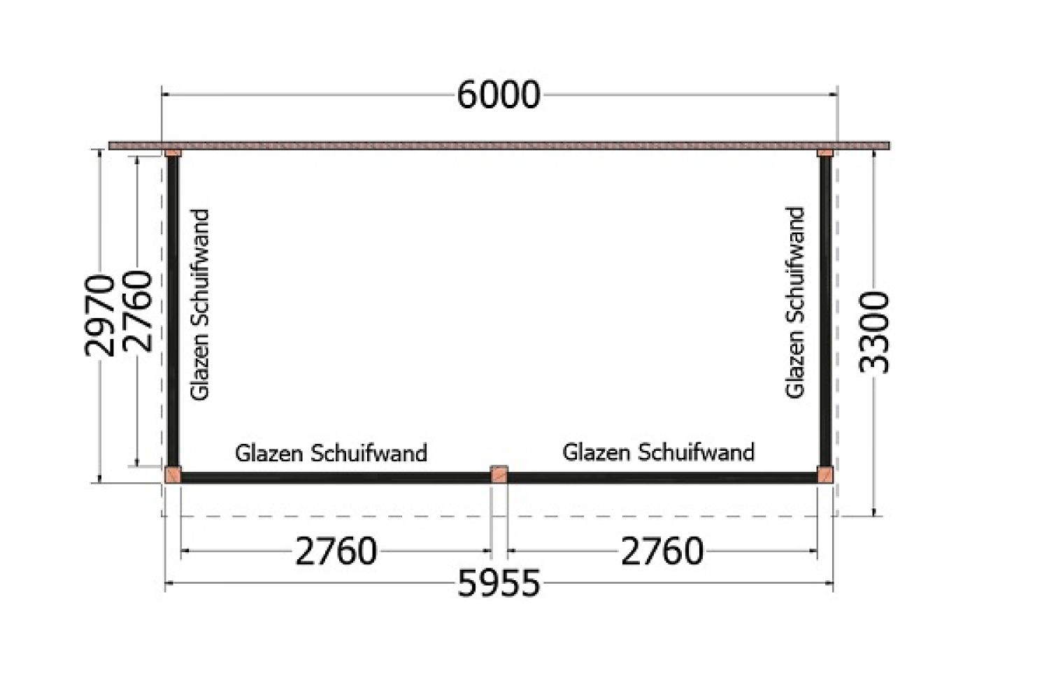 Plattegrond aanbouwveranda Ancona