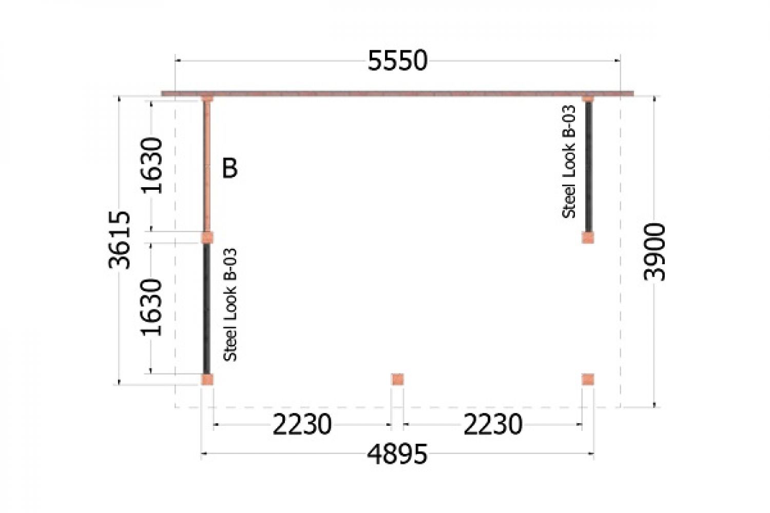 Plattegrond aanbouwveranda Lucca