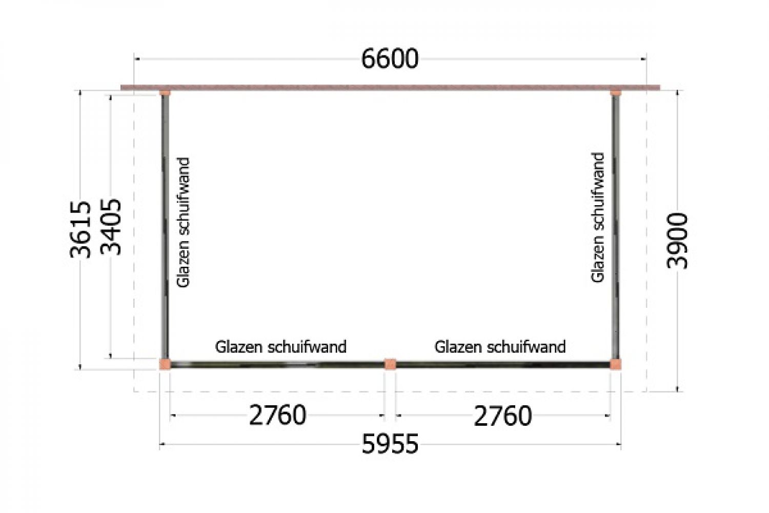 Plattegrond aanbouwveranda Lucca