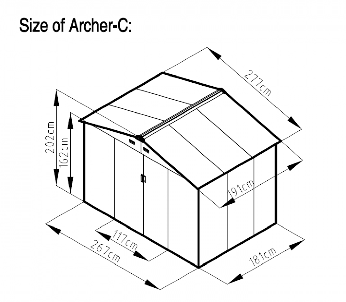 Metalen tuinhuis Archer C 277x191 cm