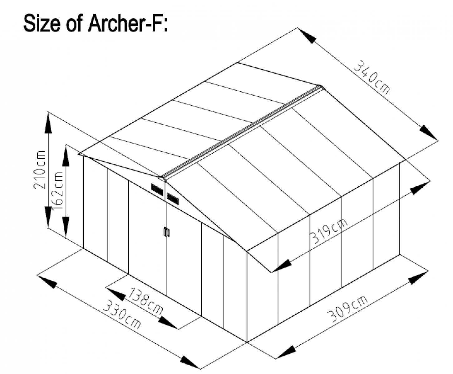 Metalen berging Archer F 340x319 cm