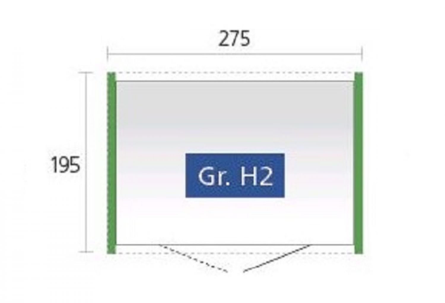 Metalen berging Highline H2 275x195x222 cm plattegrond