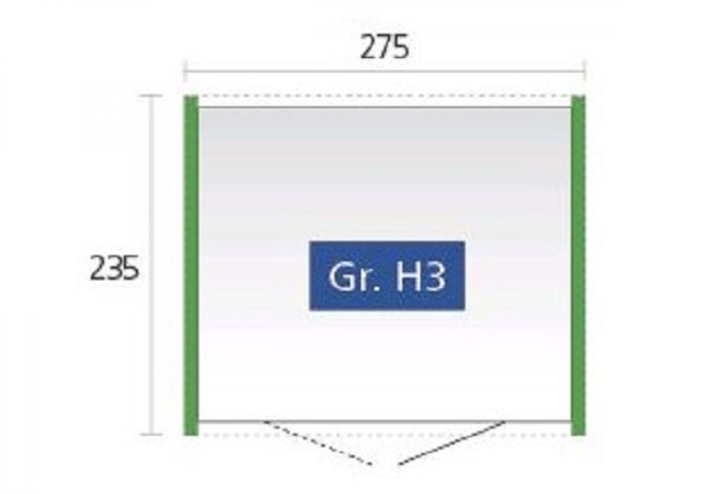 Metalen berging Highline H3 275x235x222 cm plattegrond