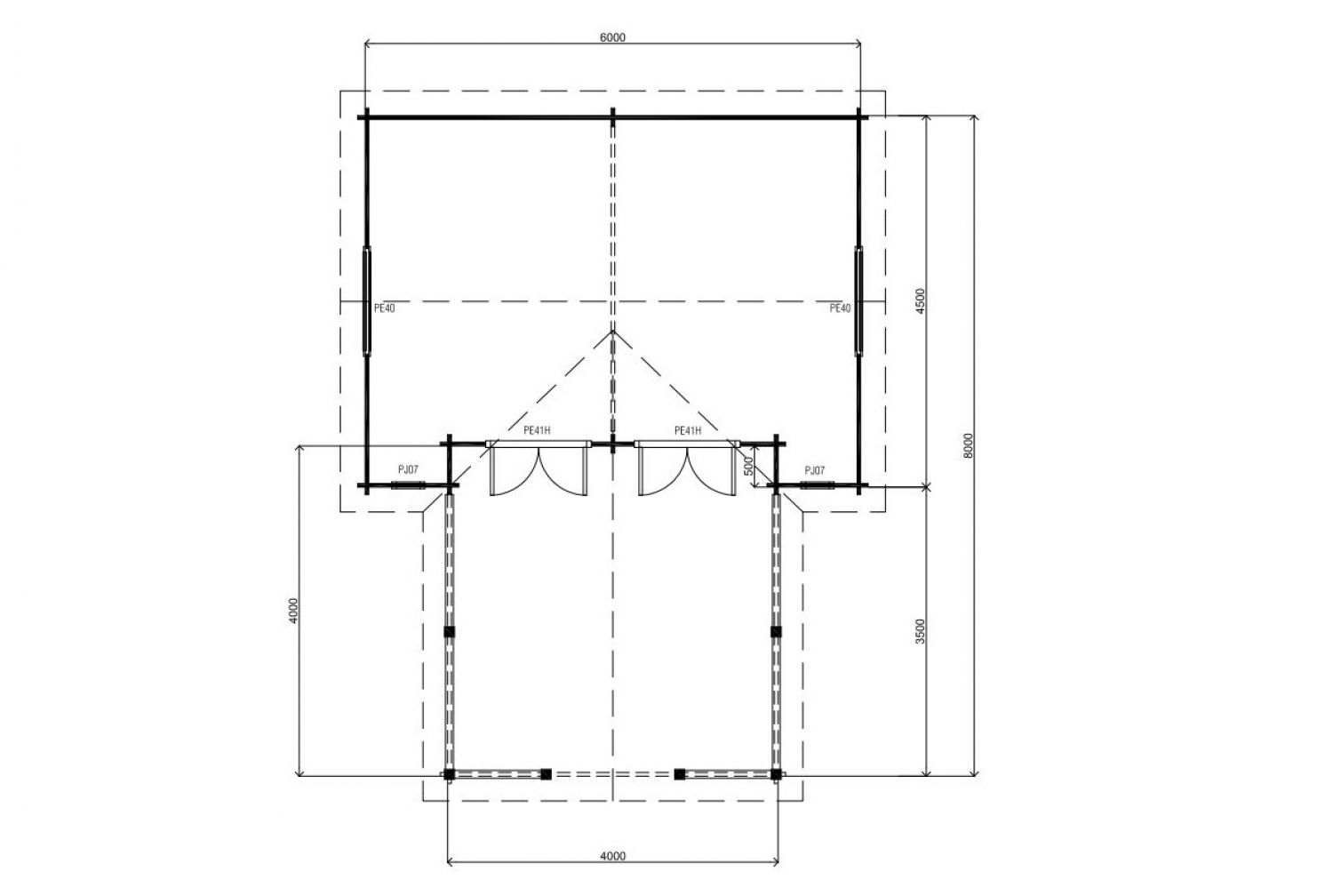 Blokhut Daniëlle - 600x800 cm plattegrond
