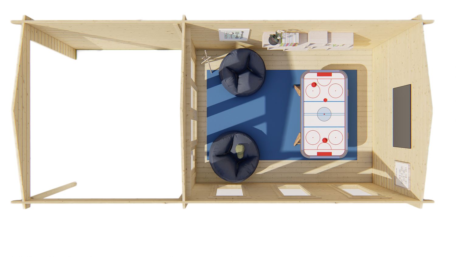Blokhut Skeg 420x340 met 280 cm zijluifel