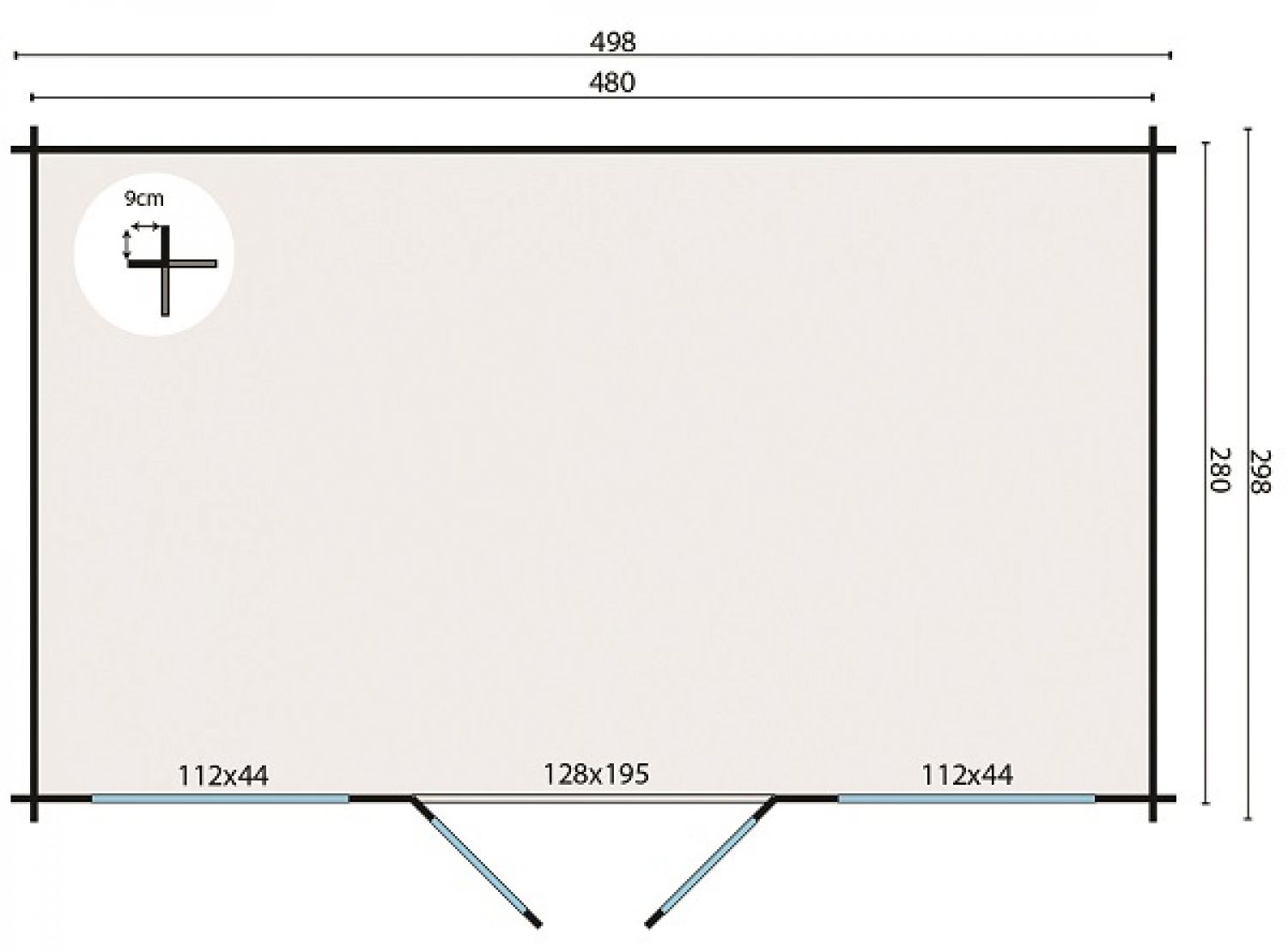 Blokhut Zutphen 500x300 cm - plattegrond