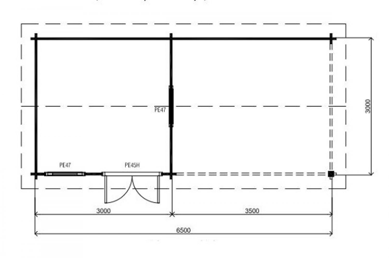 Blokhut Zawadi - 650x300 cm plattegrond