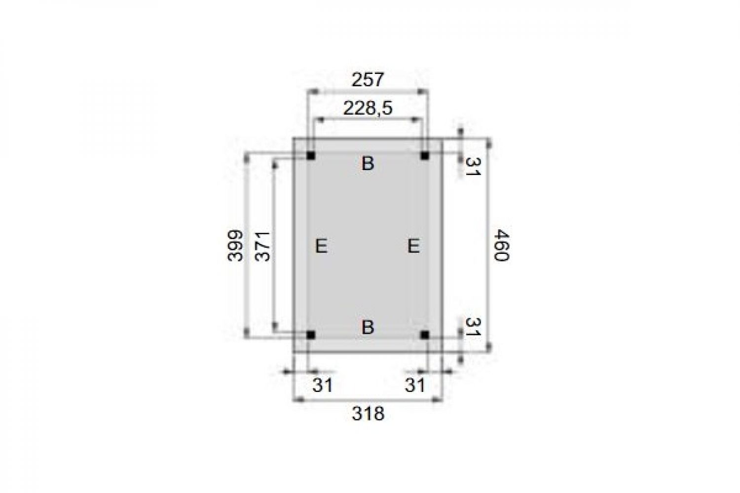 Plattegrond Overkapping Excellent L 260x400 cm