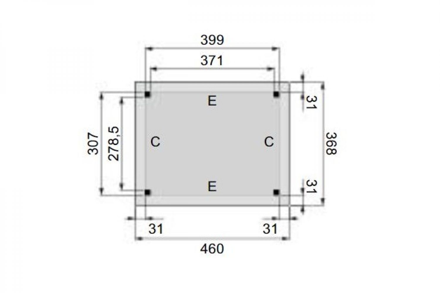 Plattegrond Overkapping Excellent L 400x310 cm