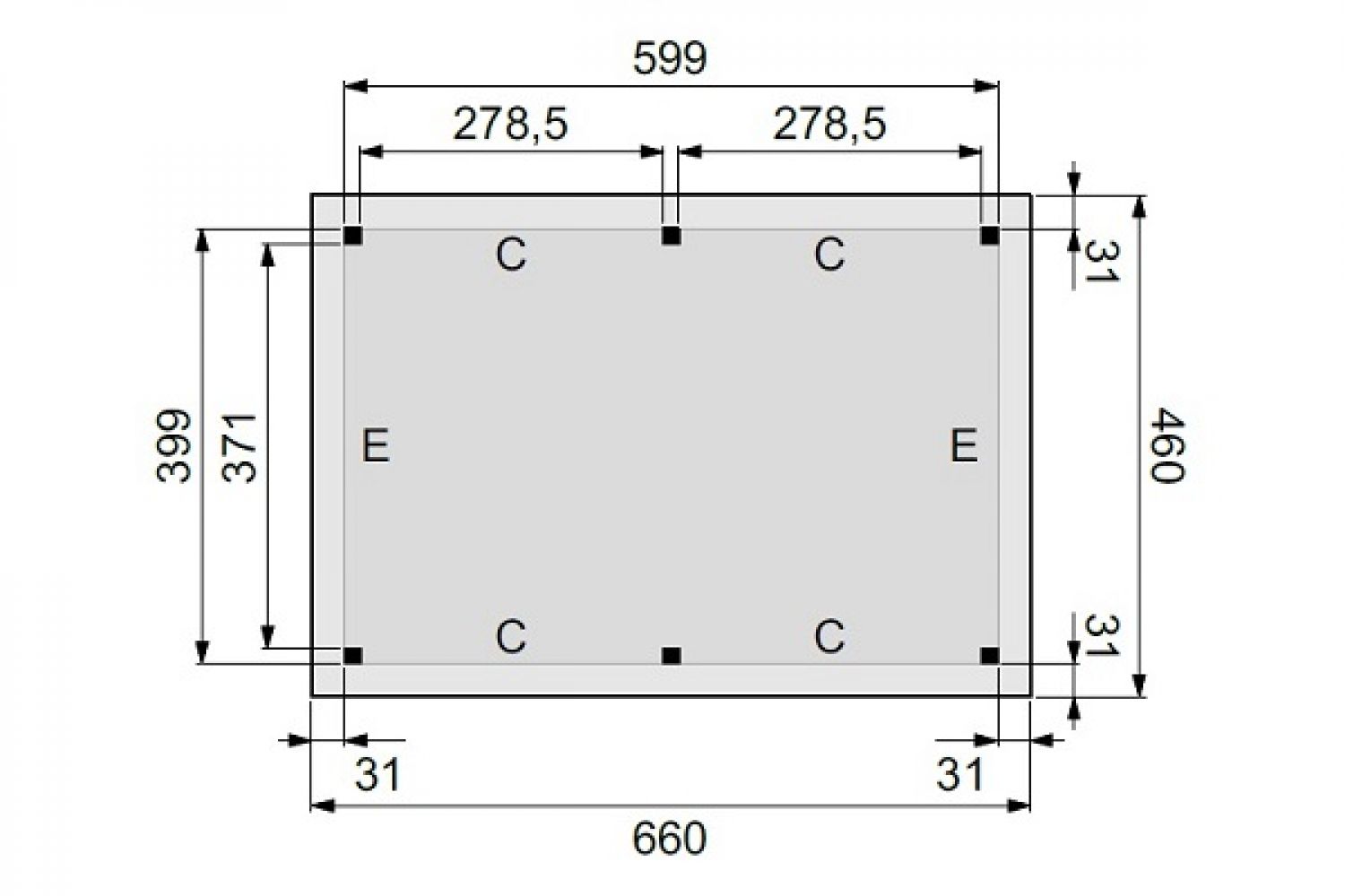 Plattegrond Overkapping Excellent XL 600x400 cm