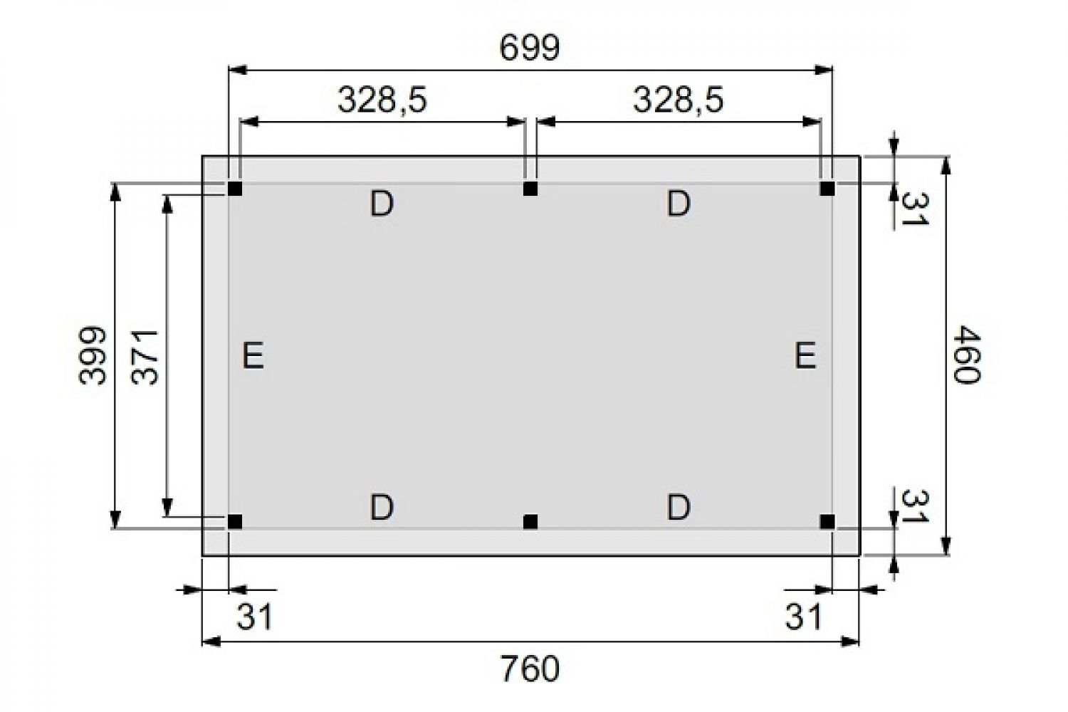 Plattegrond Overkapping Excellent XL 700x400 cm