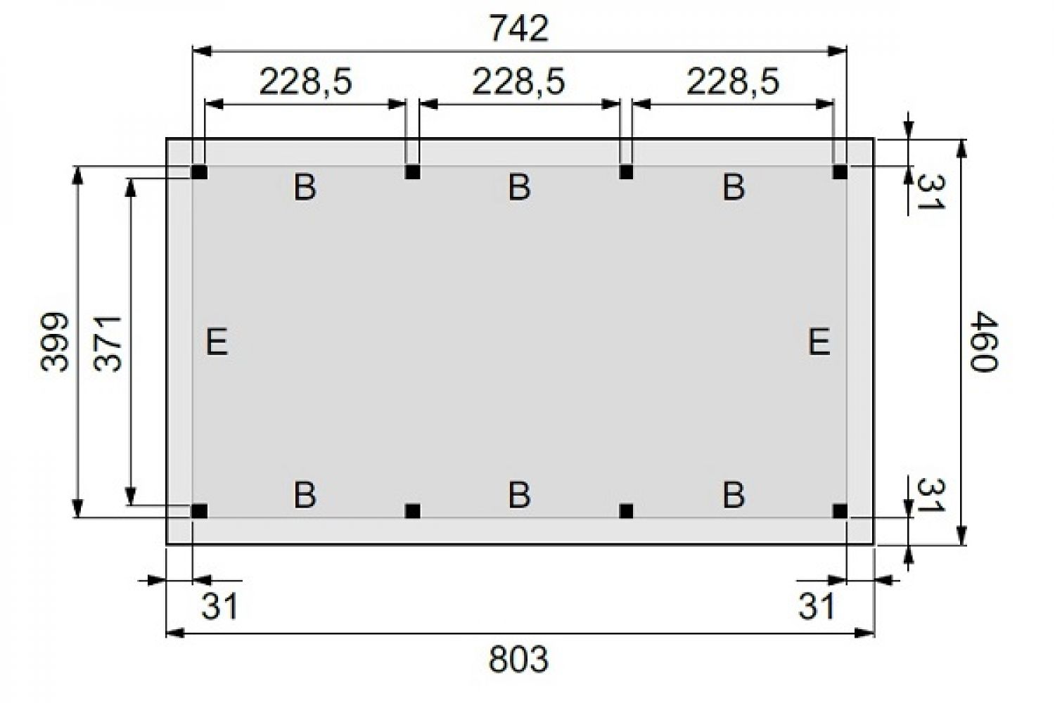 Plattegrond Overkapping Excellent XL 750x400 cm