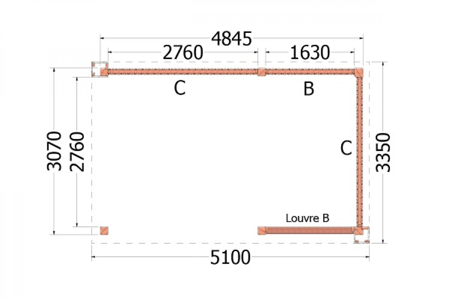 Plattegrond buitenverblijf Verona 510x335 cm model rechts