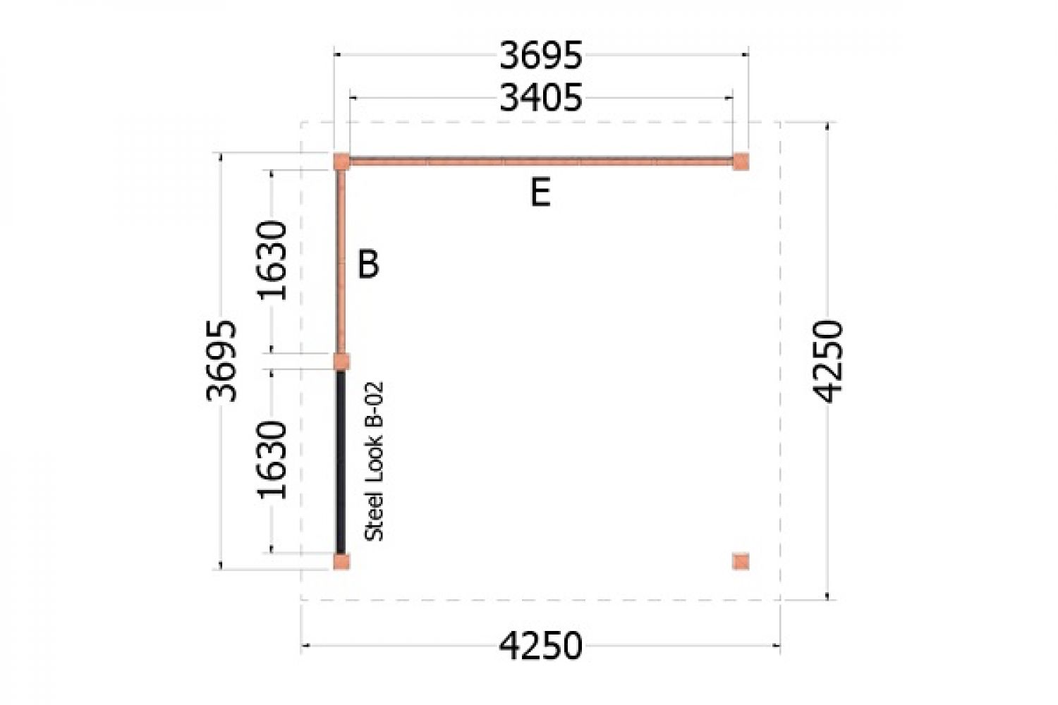 Plattegrond buitenverblijf Florence 425x425 cm