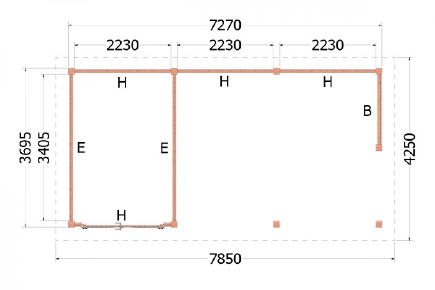 Plattegrond buitenverblijf Florence 785x425 cm