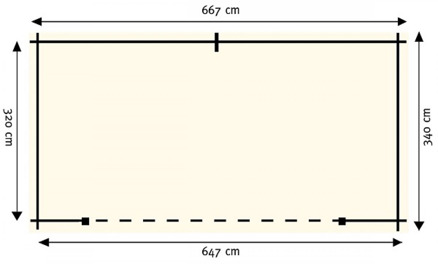 Buitenverblijf G6634 667x340 cm plattegrond
