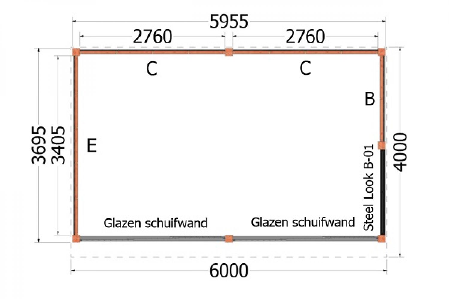 Buitenverblijf Refter XL - 600x400 cm