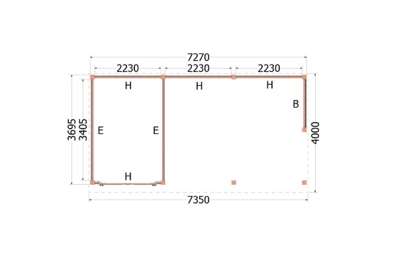 Buitenverblijf Refter XL 735x400 cm