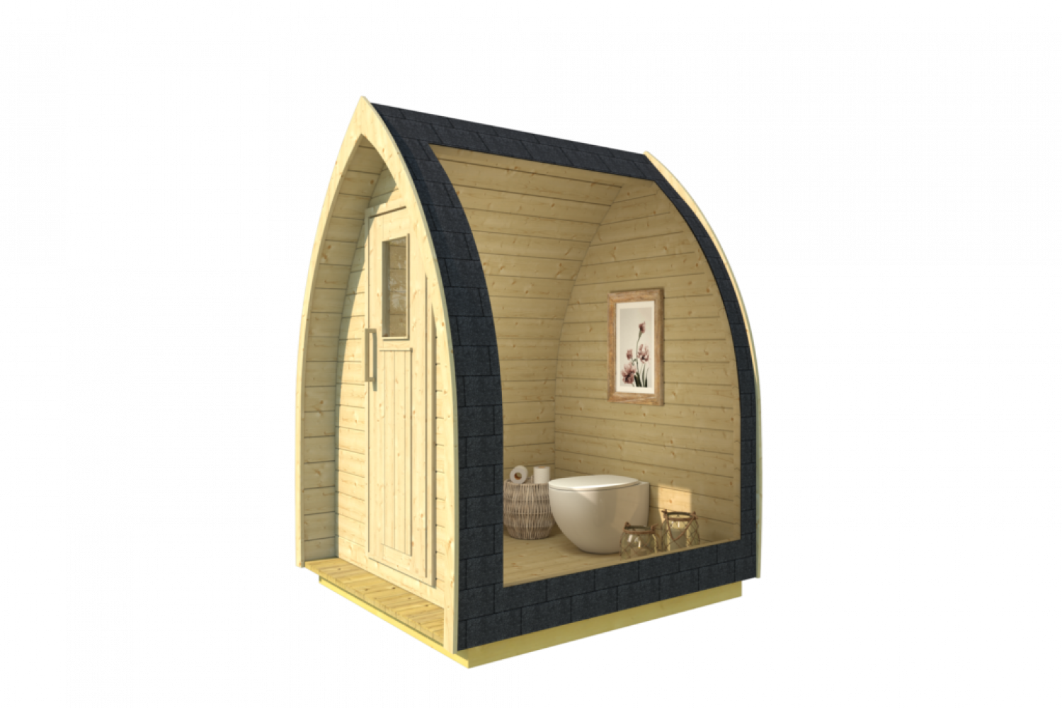 Camping Toilet DHZ - 153x140 cm - incl. dakshingles en vloer  - thermisch gemodificeerd hout
