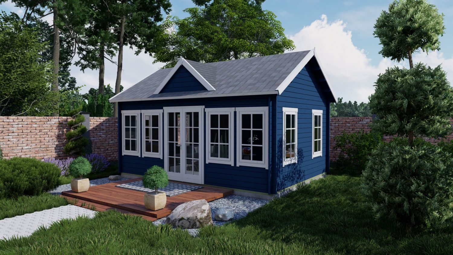 Blokhut Clockhouse Trevor 70mm 550x400 cm - Groen geïmpregneerd