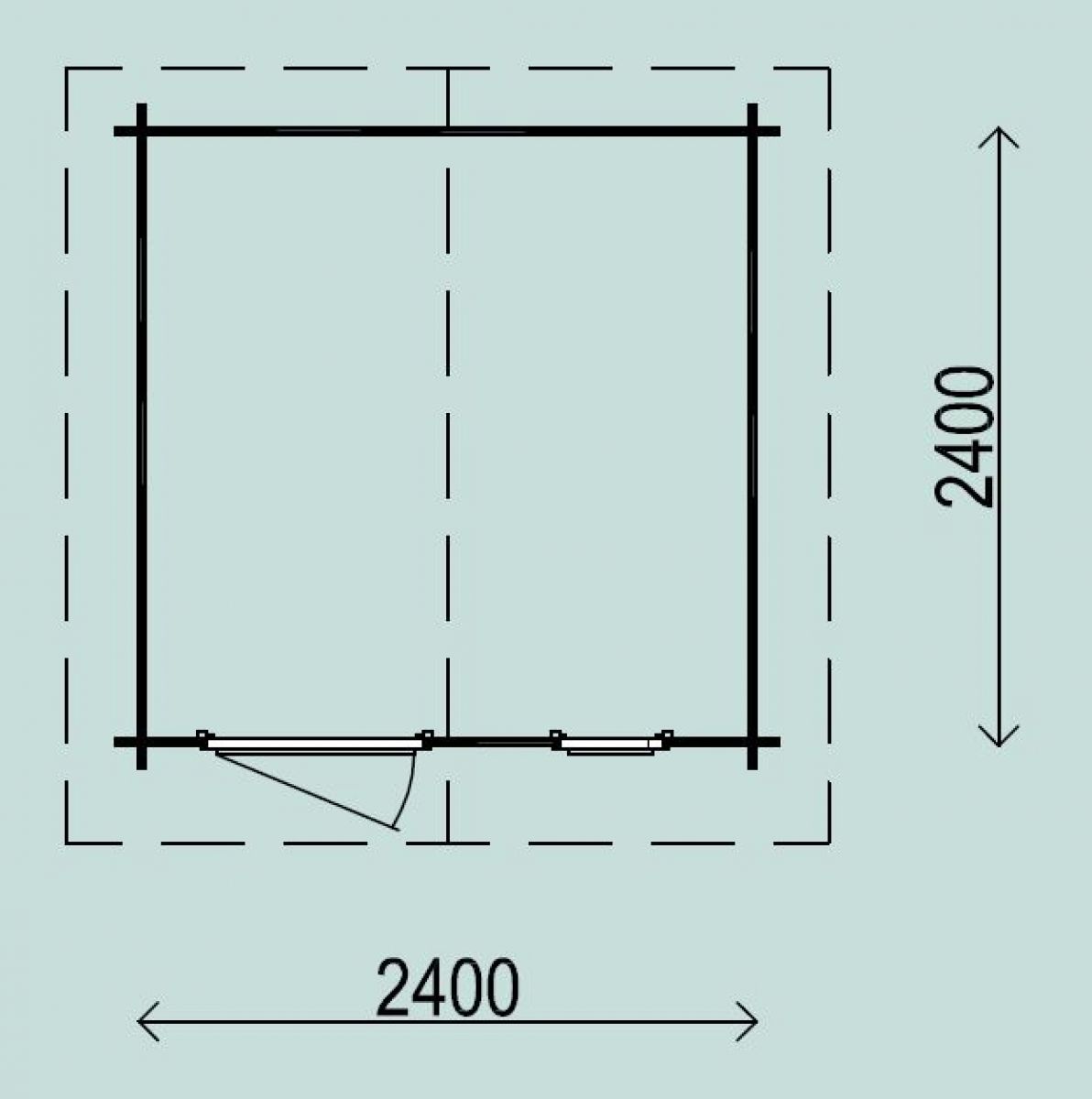 Lugarde Blokhut B2 240x240 cm - 28 mm - plattegrond