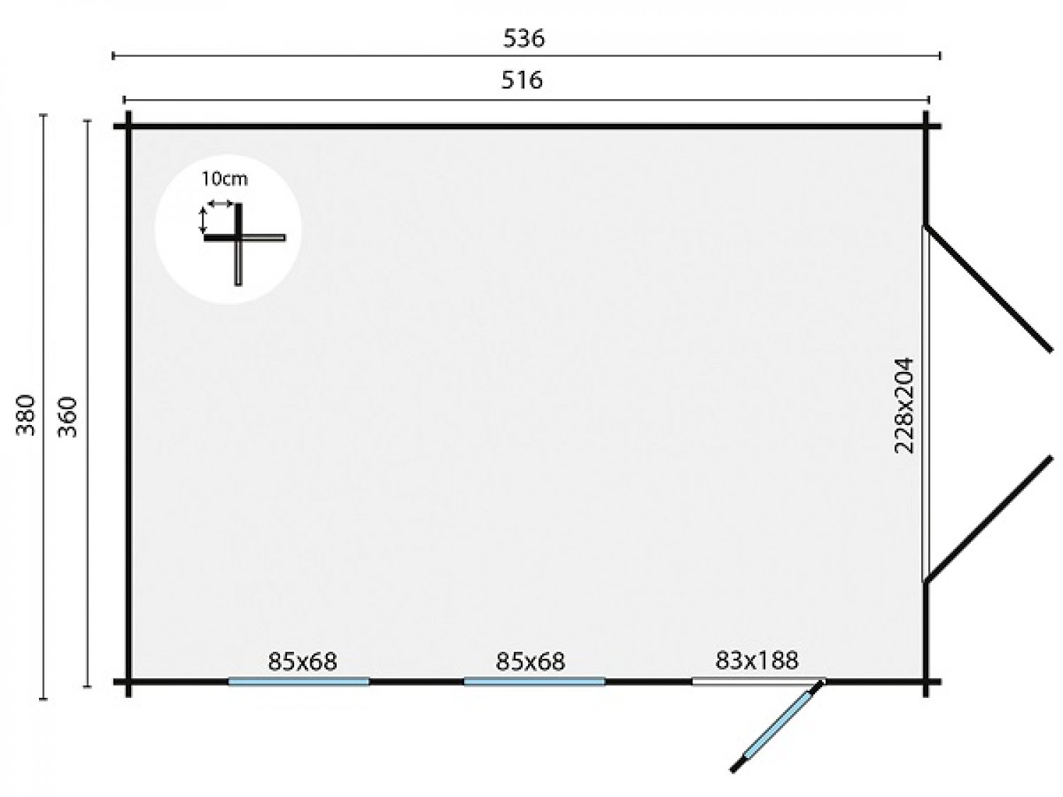 Garage Marketta 380x536 cm plattegrond