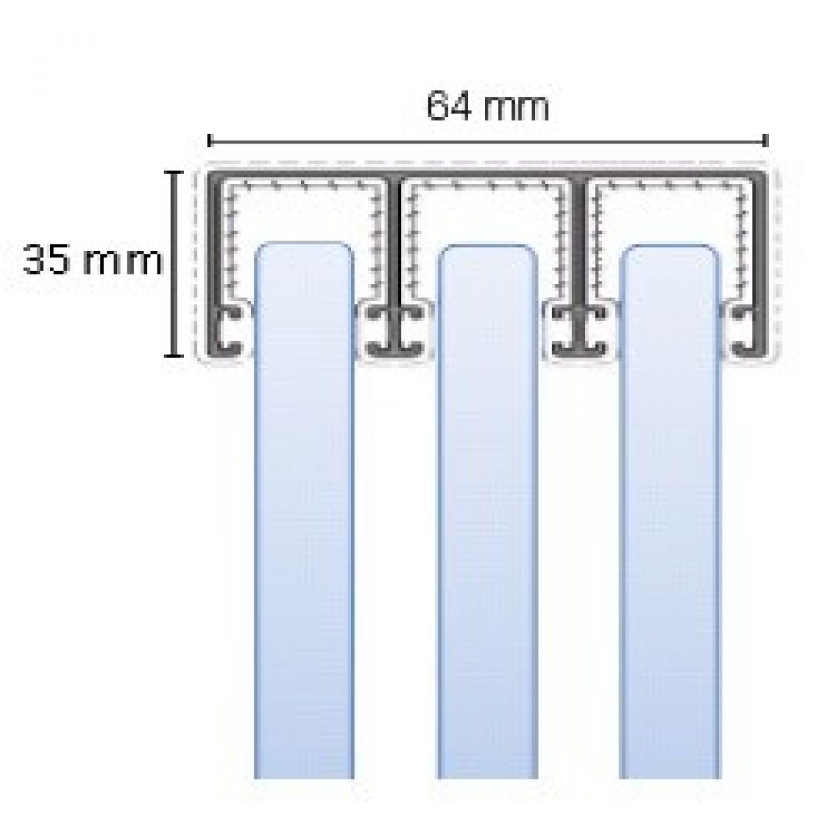 Glasschuifwand Profiline 3 spoor breedte 700 cm