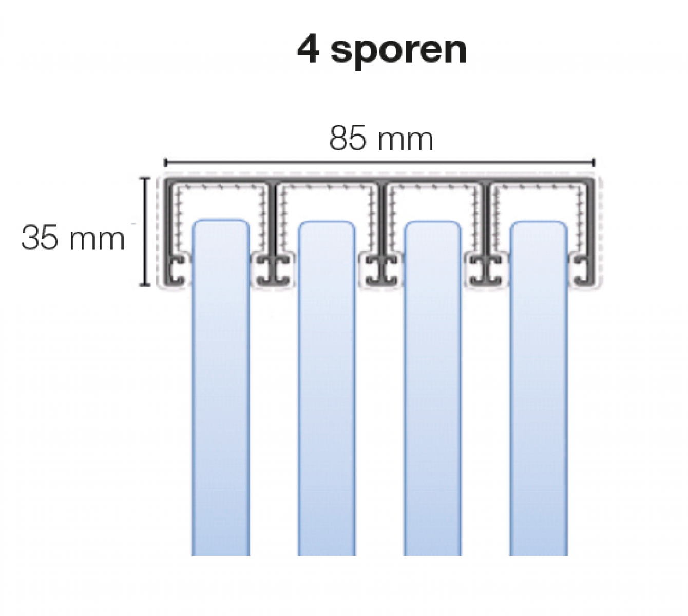 Glasschuifwand Profiline 4 spoor breedte 350 cm