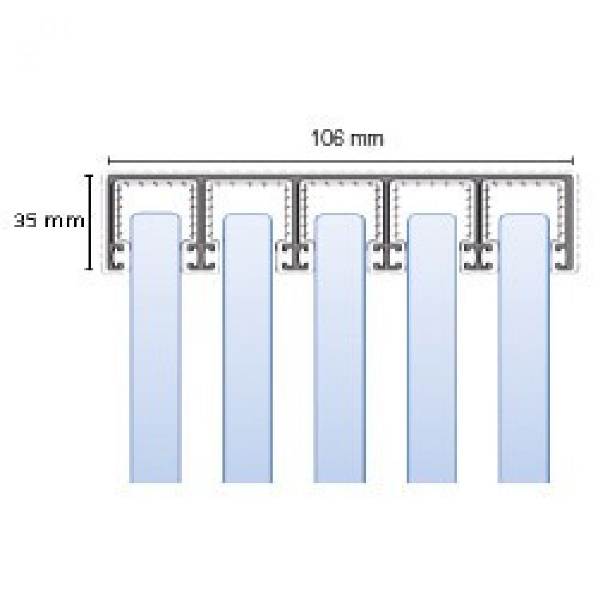 Glasschuifwand Profiline 5 spoor breedte 500 cm