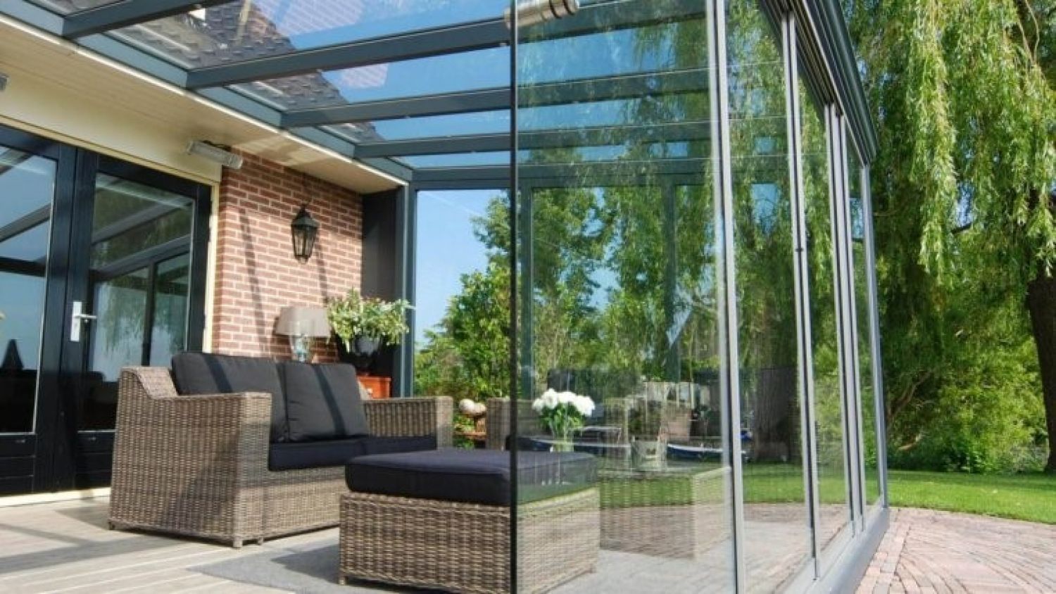 Glasschuifwand Profiline 4 spoor breedte 450 cm