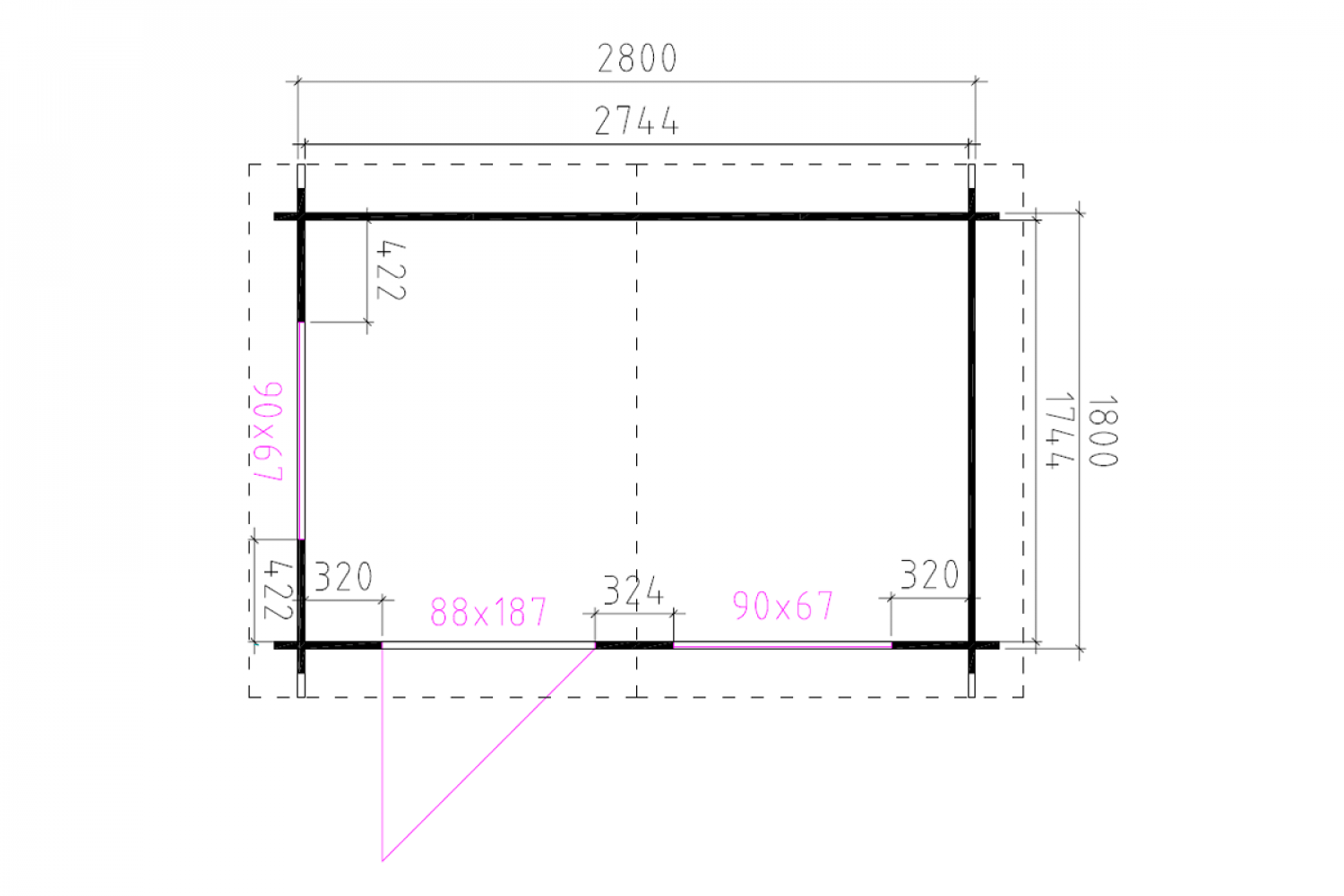 Blokhut 3020 300x200 cm - gecoat