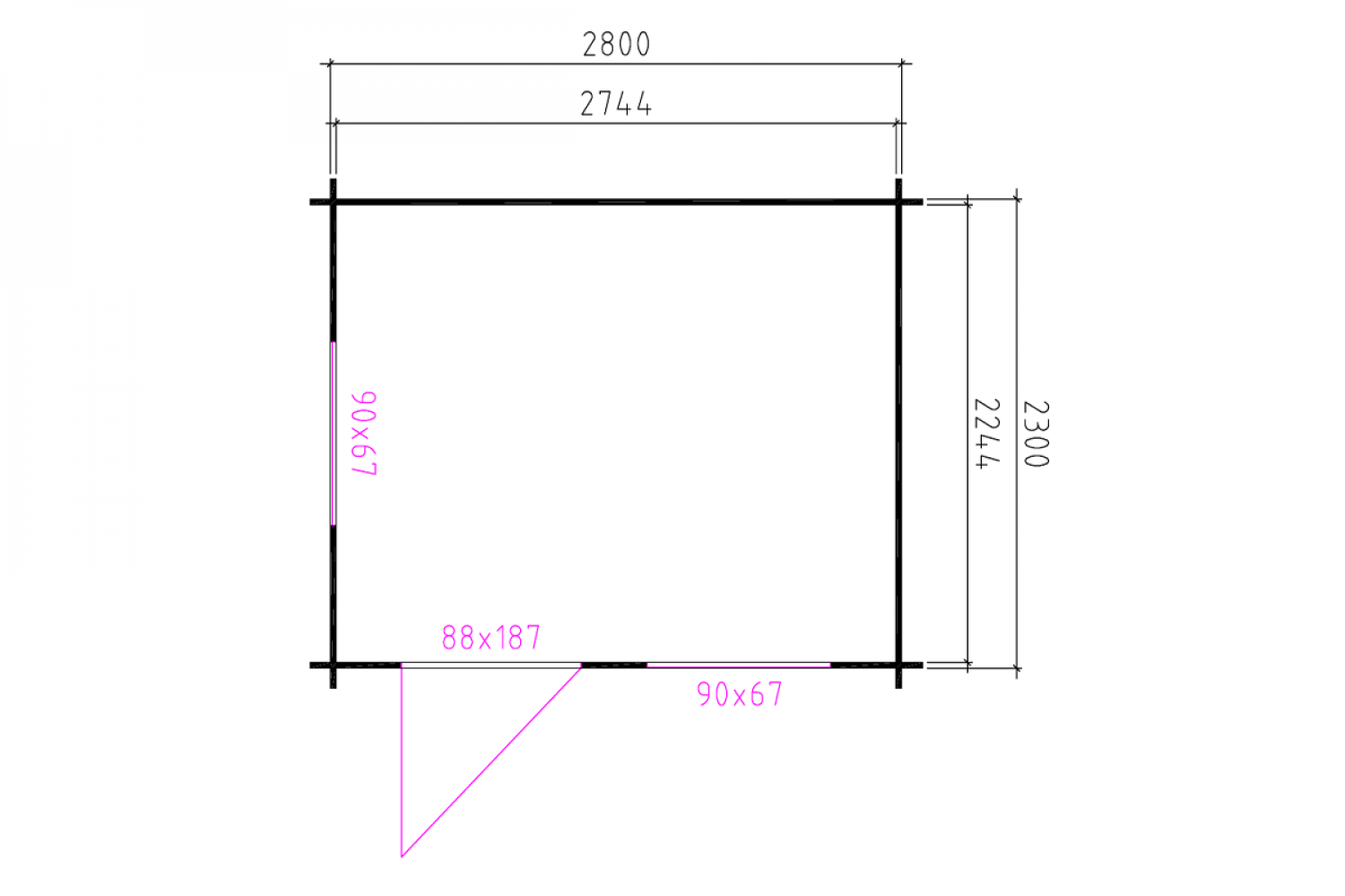 Blokhut 3026 300x250 cm - gecoat