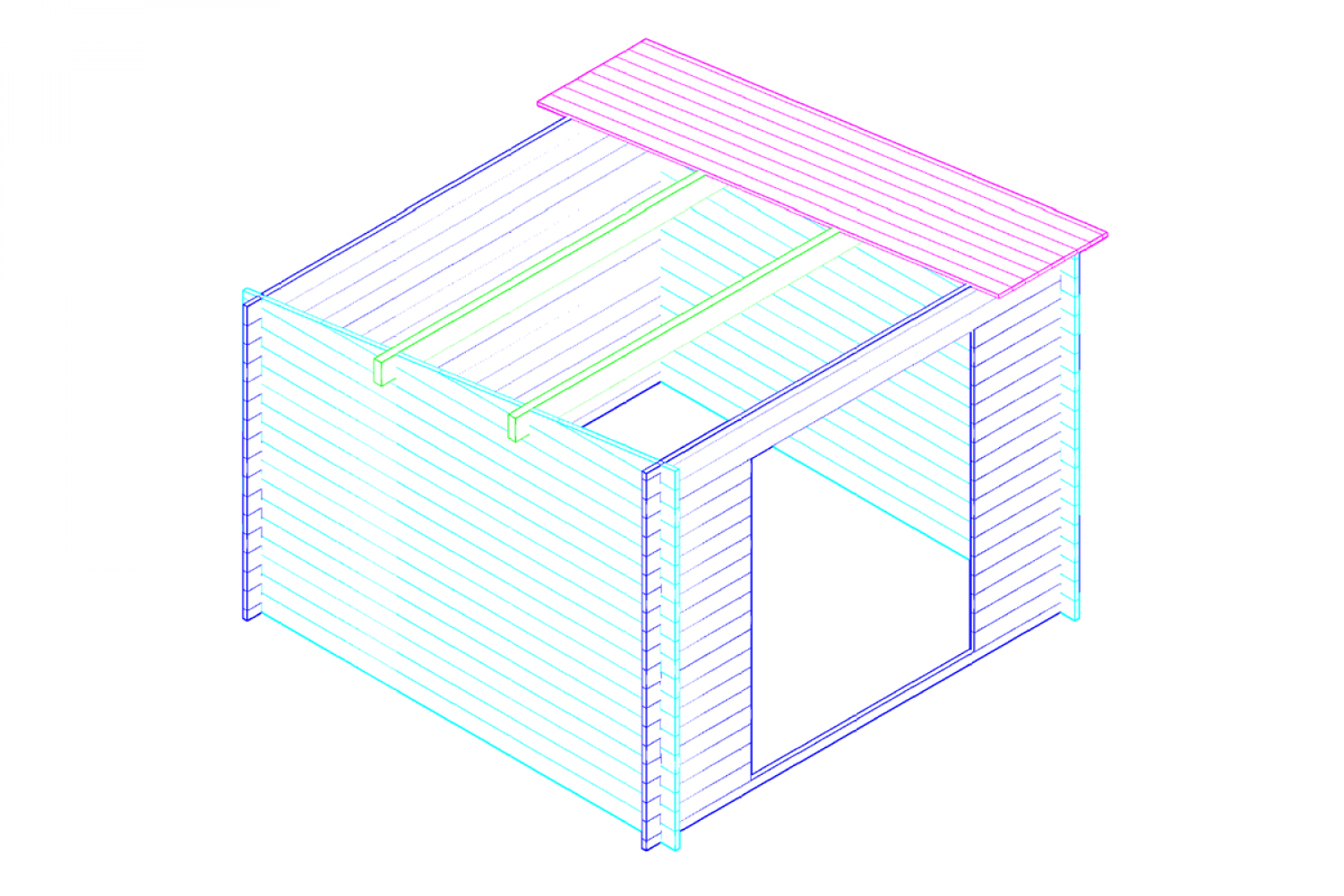 Blokhut 3030L 300x300 cm - exterieur gecoat