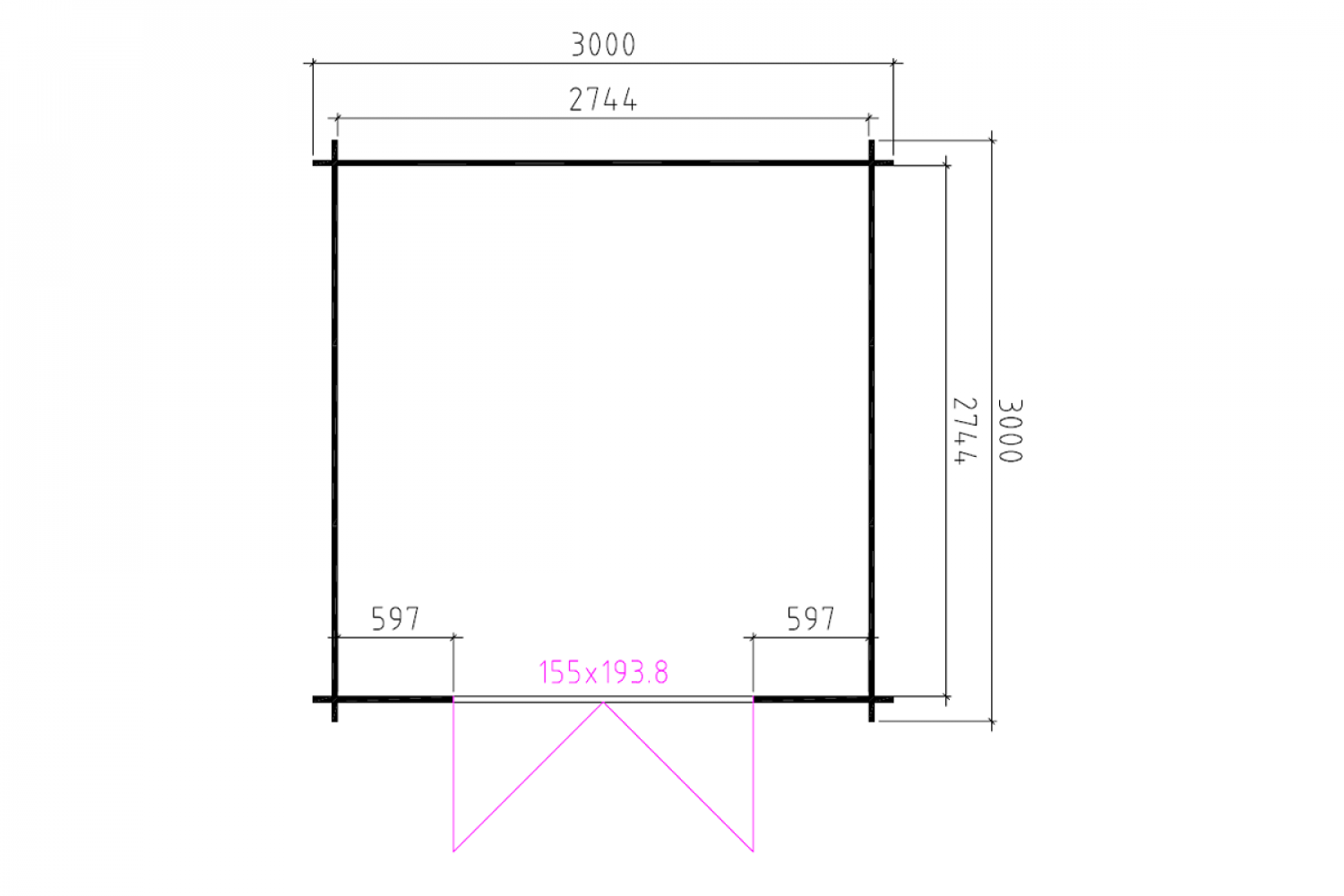 Blokhut 3030L 300x300 cm