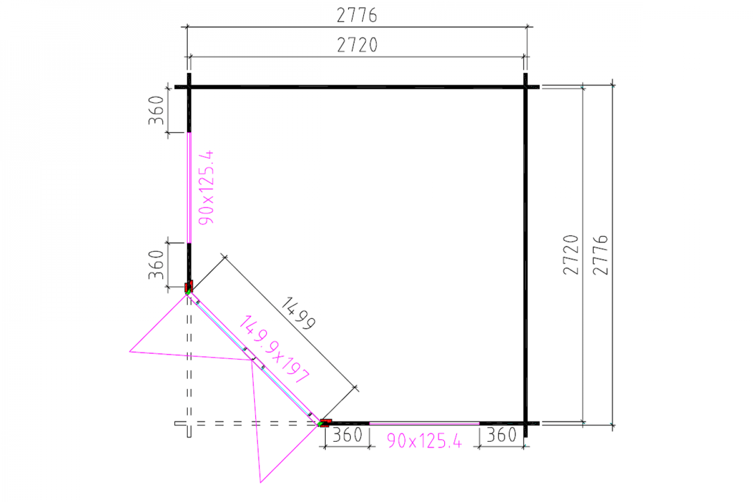 Blokhut 3055G 300x300 cm