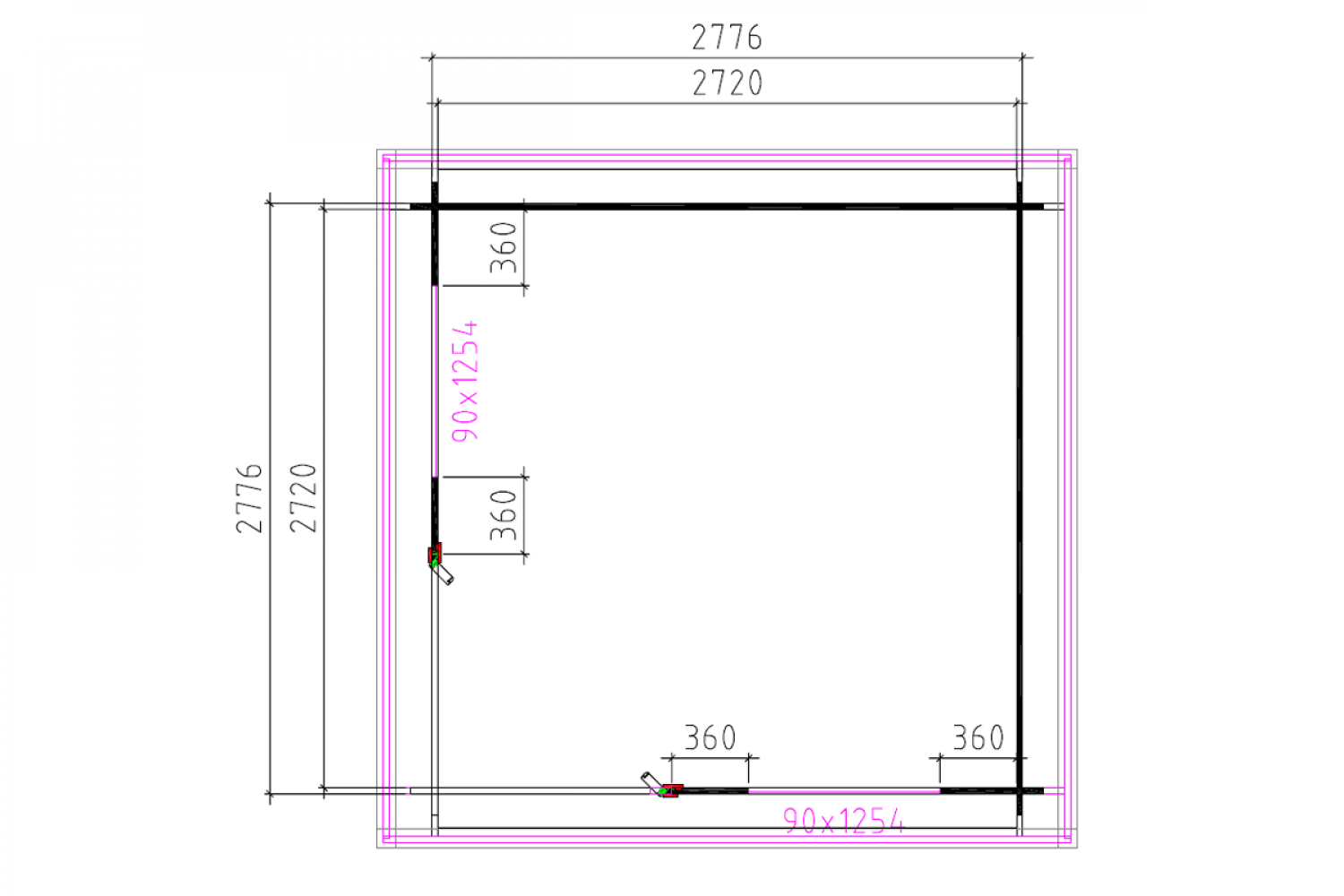 Blokhut 3056 300x300 cm - gecoat