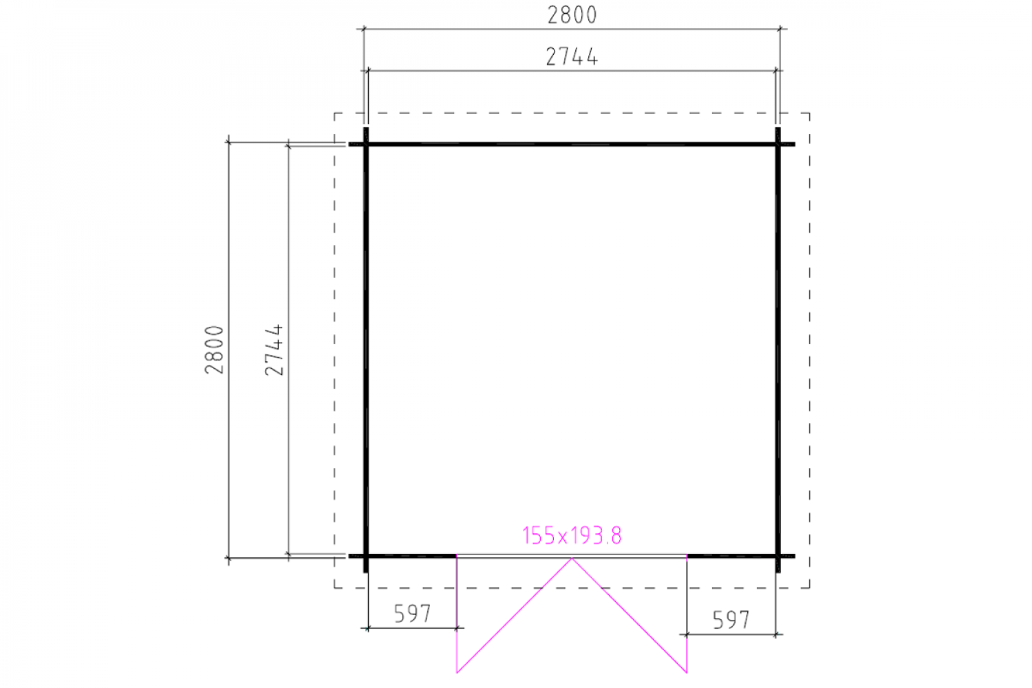 Blokhut 330M 300x300 cm - gecoat