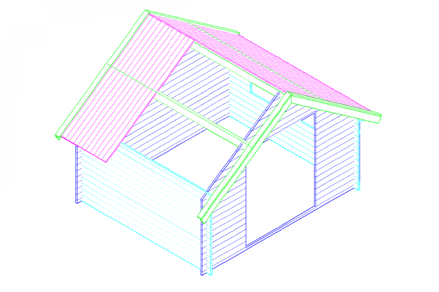 Blokhut 3530K 350x300 cm - gecoat