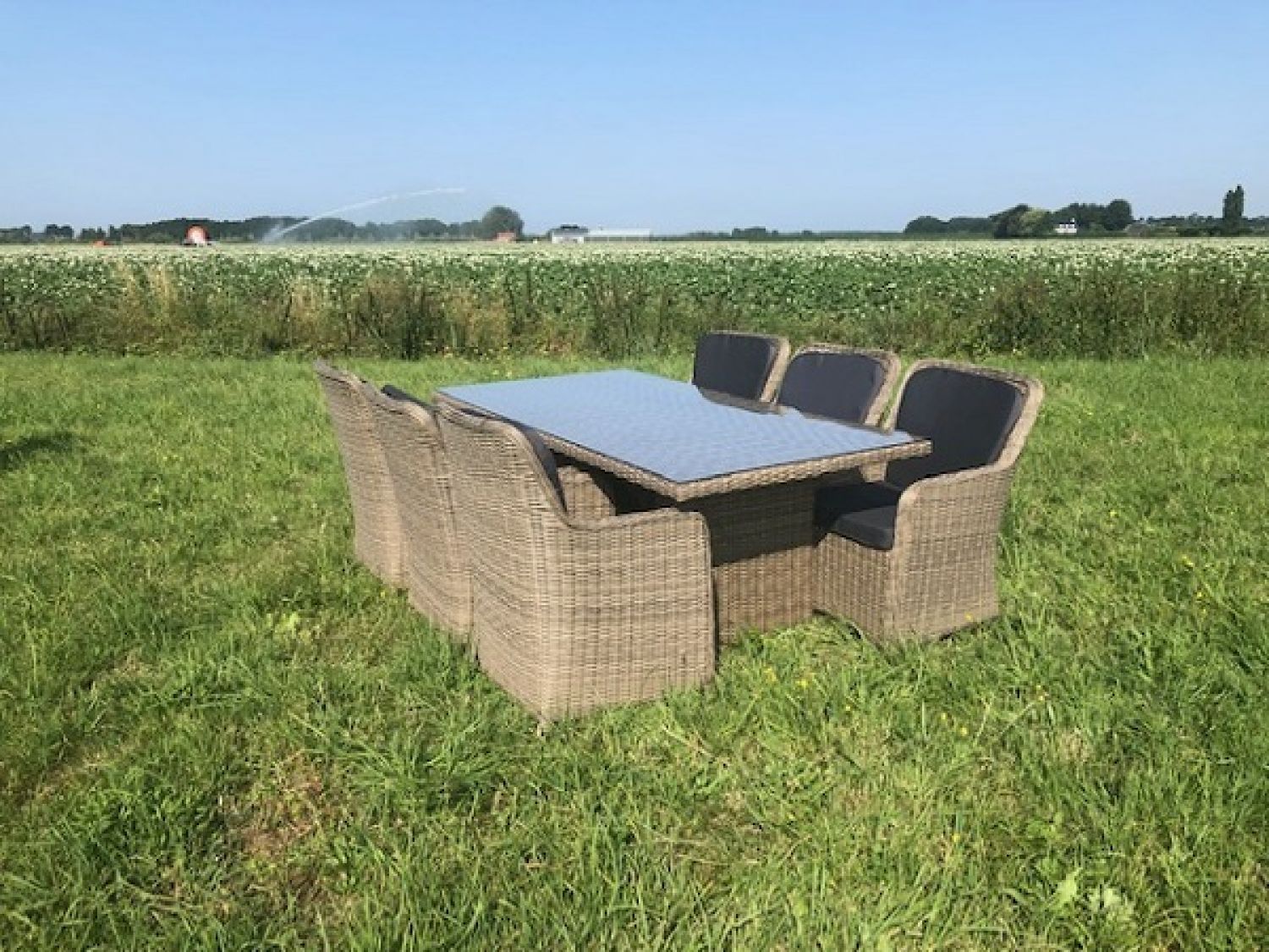 Dinnerset Kaapstad wicker tafel + 6 stoelen inclusief rugkussens - Numansdorp, Hoofddorp & Amersfoort
