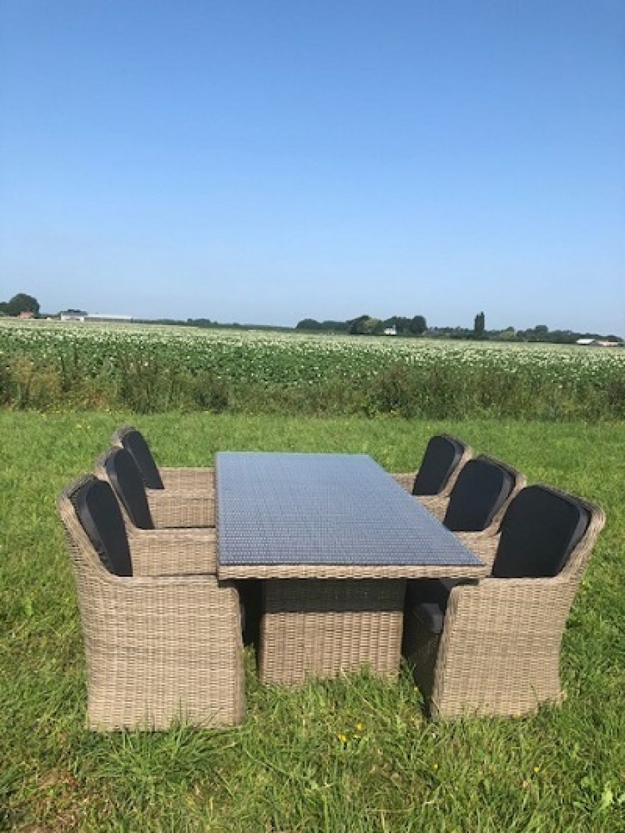 Dinnerset Kaapstad wicker tafel + 6 stoelen inclusief rugkussens - Numansdorp, Hoofddorp & Amersfoort