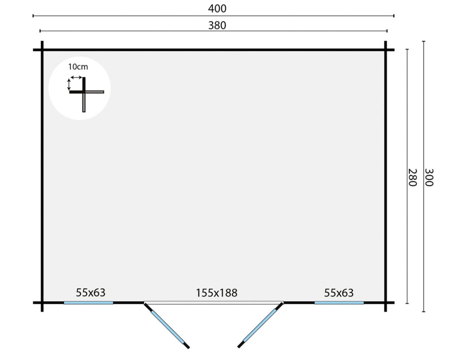 Blokhut Juha 400x300 cm - Groen geïmpregneerd