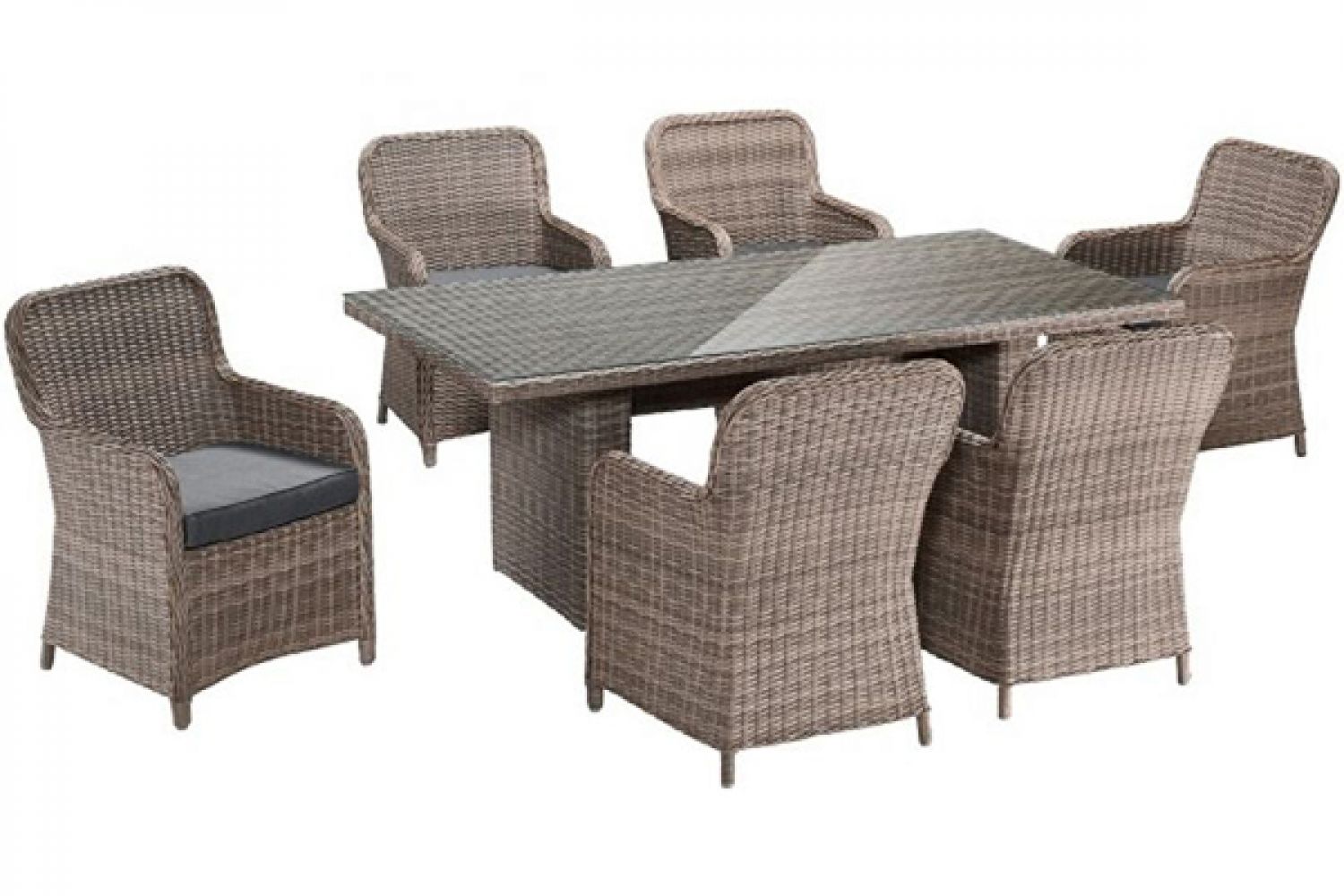 Dinnerset Kaapstad wicker tafel + 6 stoelen inclusief rugkussens - Numansdorp, Hoofddorp & Amersfoort