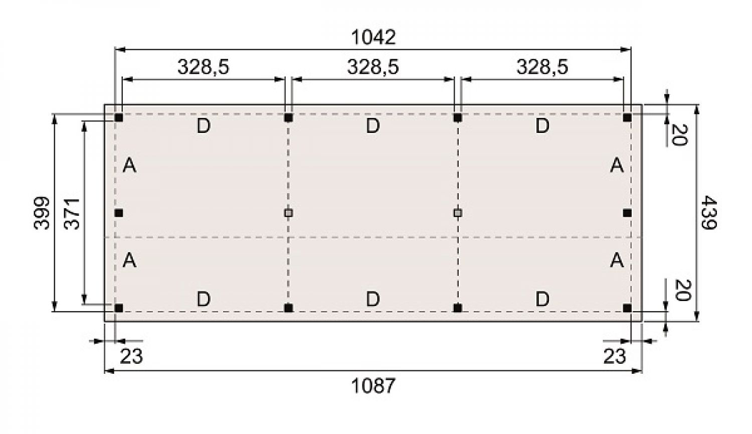 Plattegrond New Prestige 1050x400 cm basis