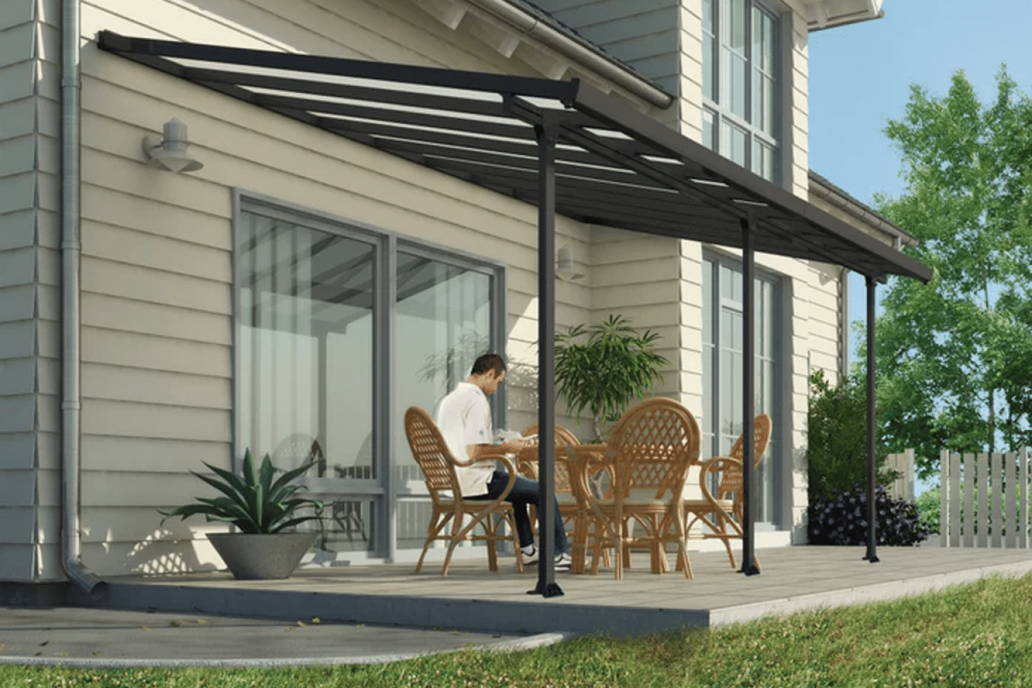 DHZ-veranda Livingdream 496x305 cm - antraciet - polycarbonaat dak