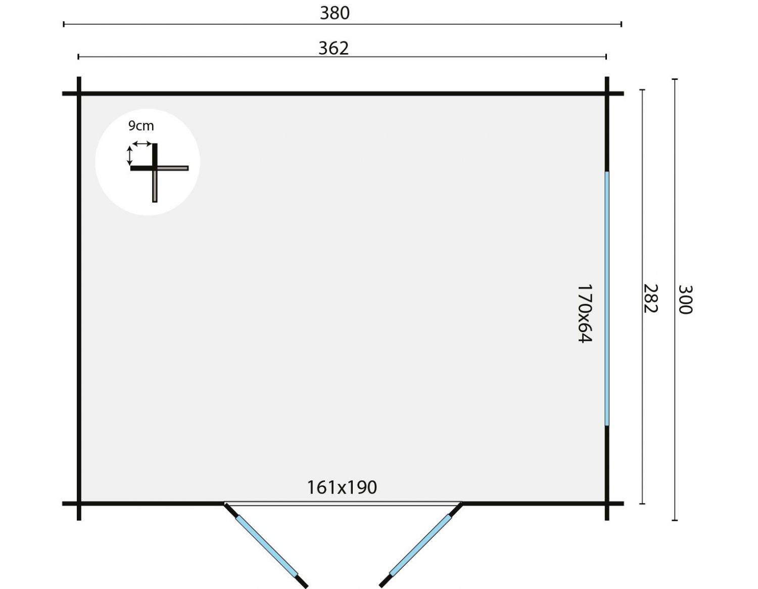 Blokhut Loya 380x300 cm - Groen geïmpregneerd