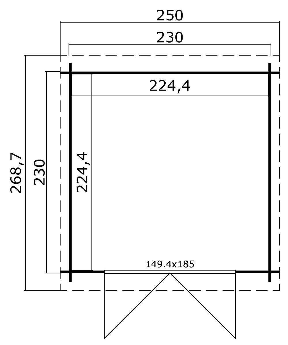 Blokhut Indi 230x230 cm plattegrond