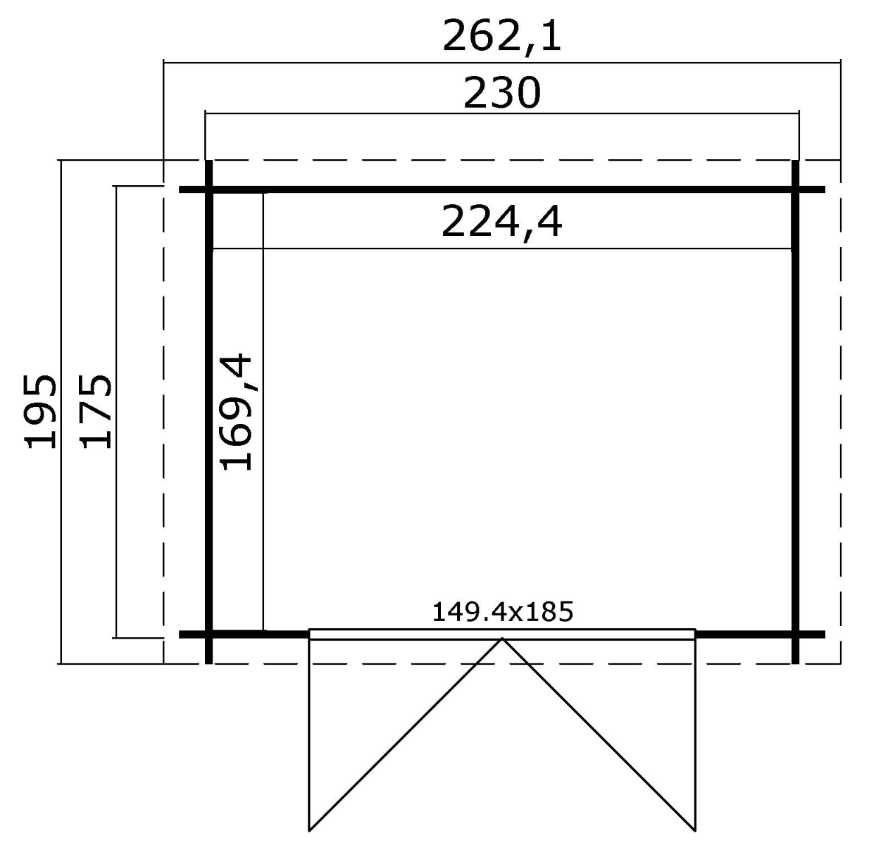 Blokhut Ingo 230x175 cm - Groen geïmpregneerd [;attegrond