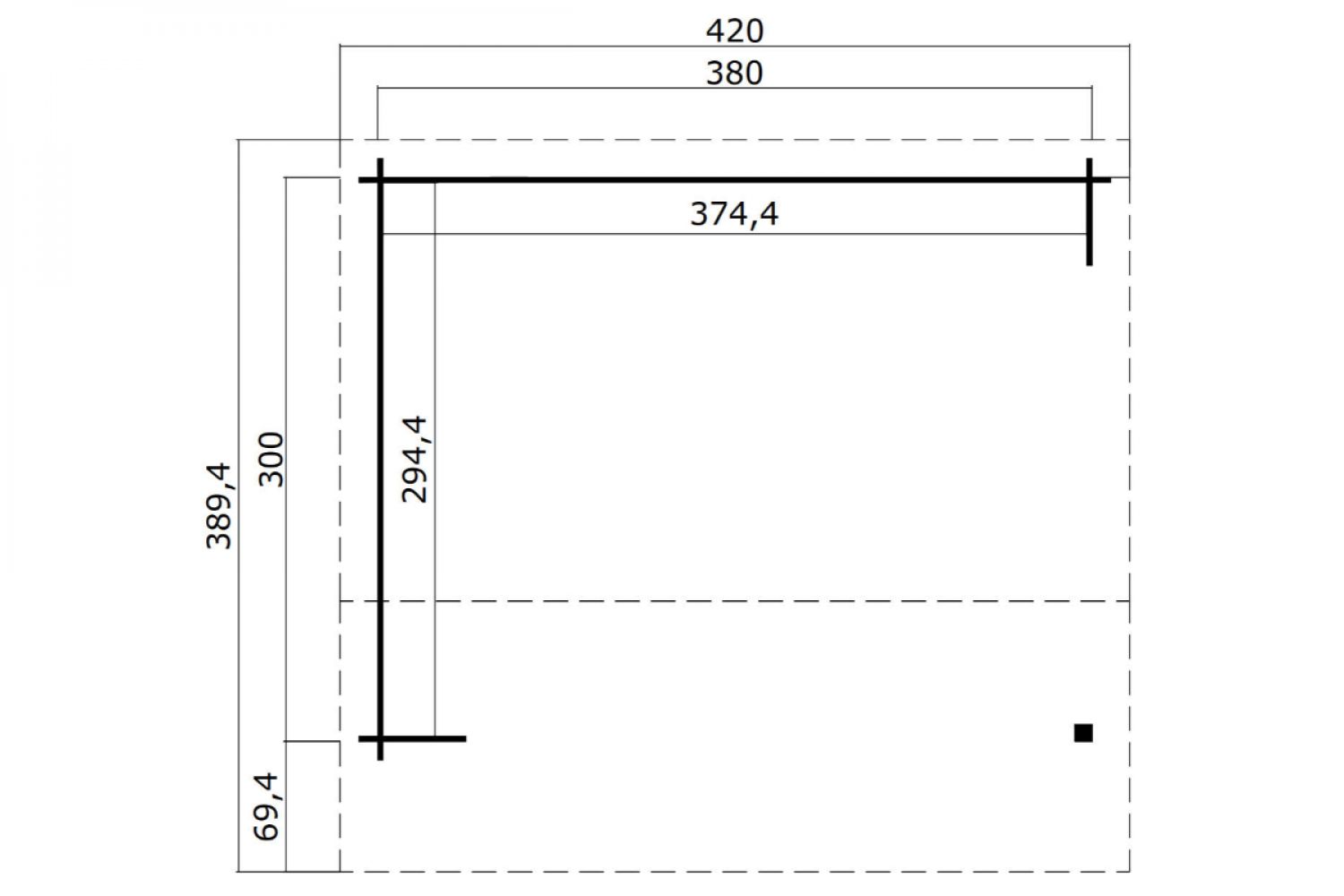 Blokhut Kirian 400x320 cm plattegrond